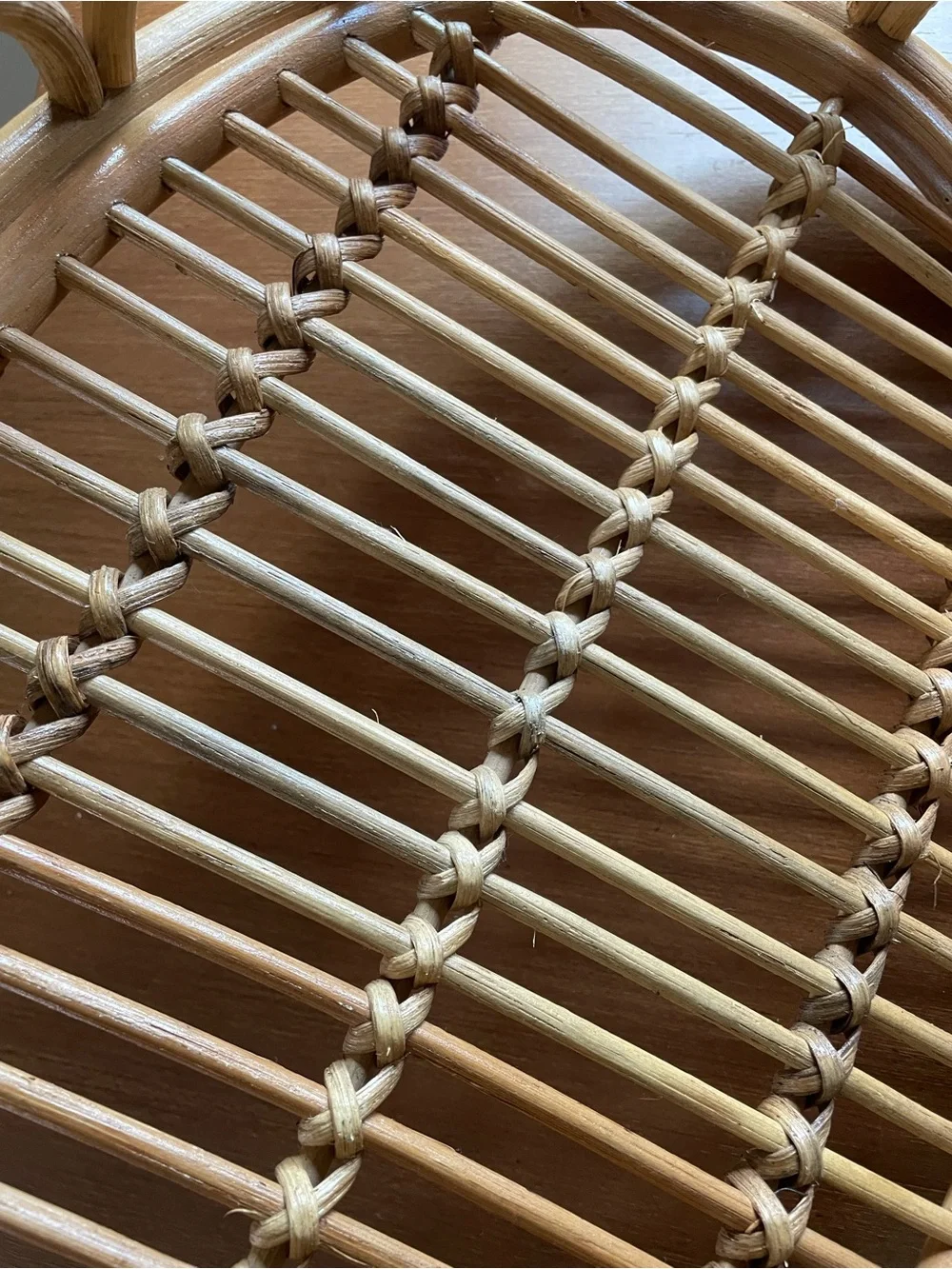 Handwoven Rattan Bamboo Boho Oval Serving Tray w/ handles 16.5” x 12